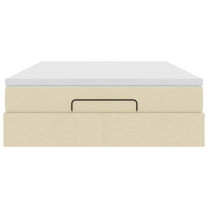 Ottoman bed met matras 140x190cm stof crèmekleurig