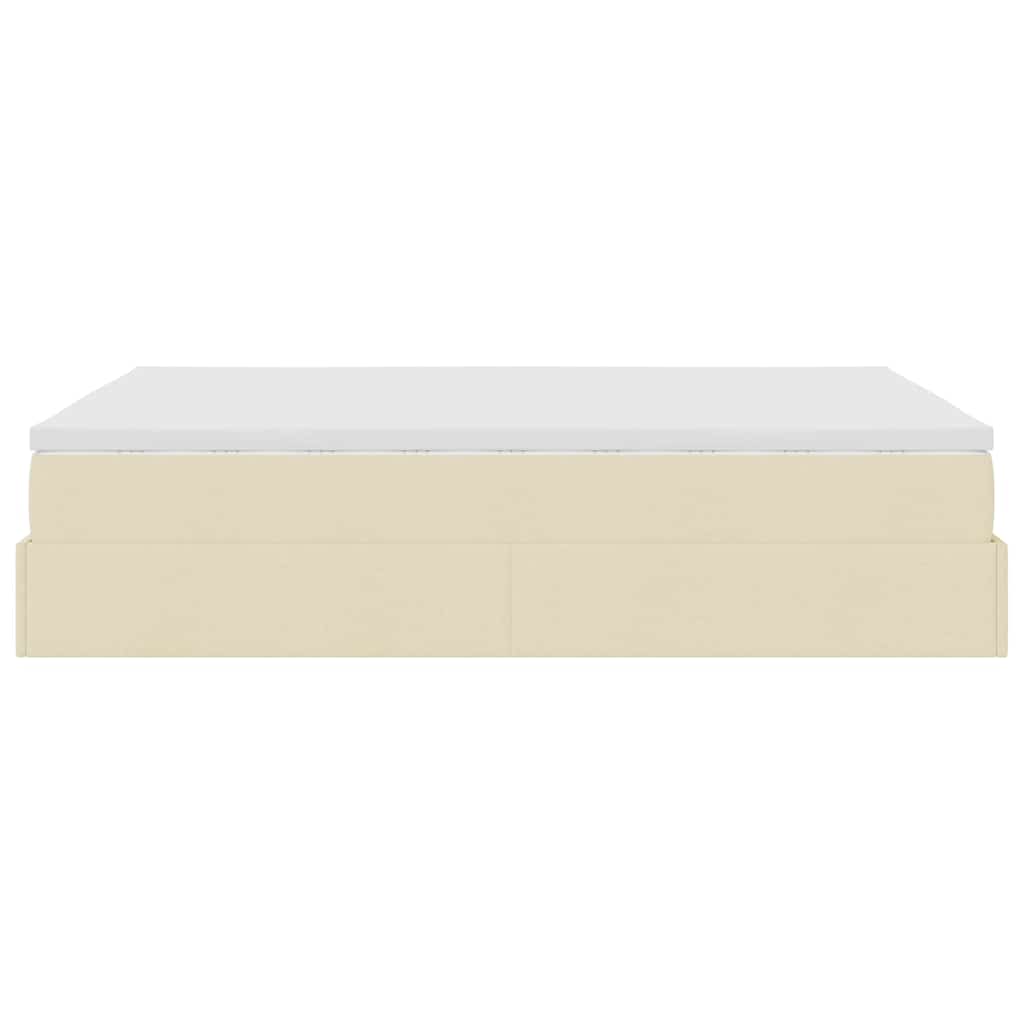 Ottoman bed met matras 140x190cm stof crèmekleurig