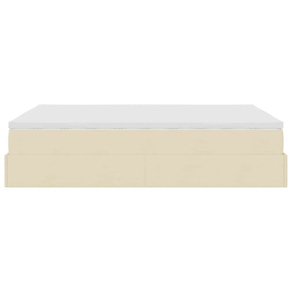Ottoman bed met matras 140x190cm stof crèmekleurig