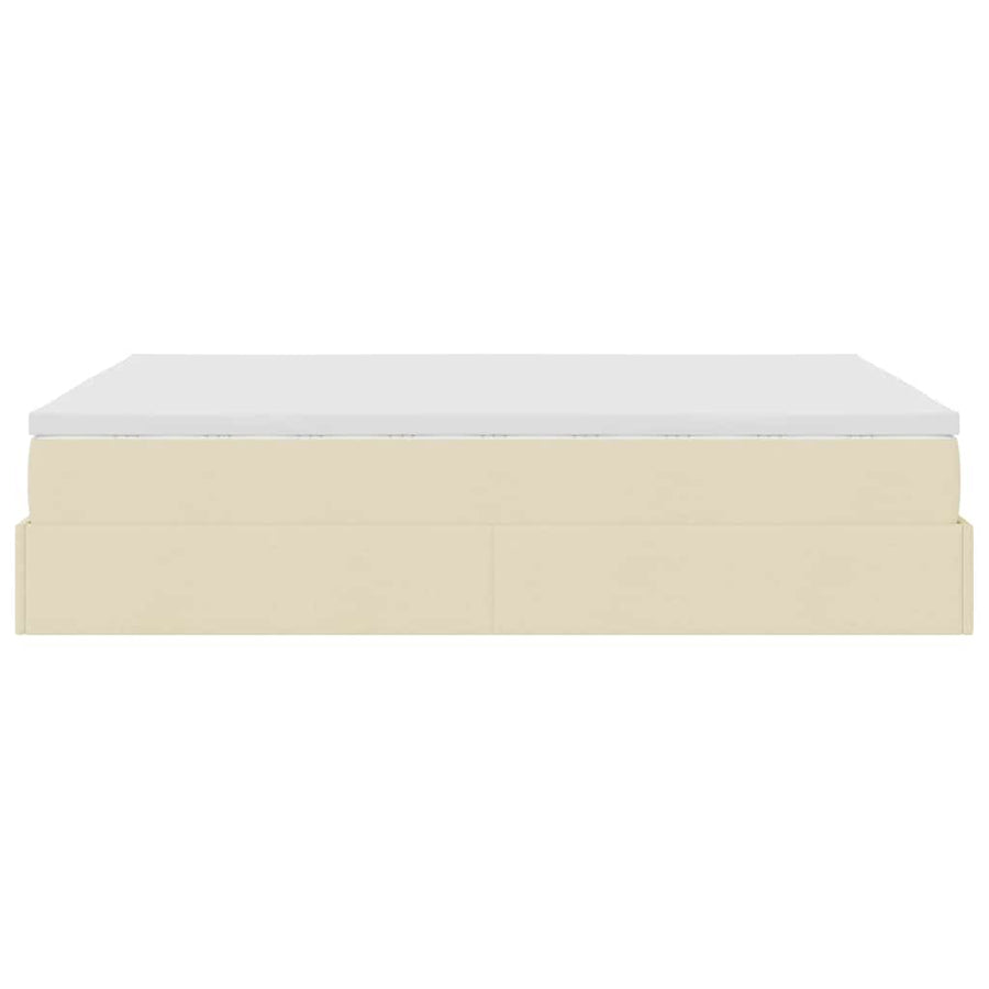 Ottoman bed met matras 140x190cm stof crèmekleurig