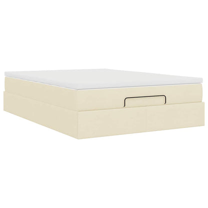 Ottoman bed met matras 140x190cm stof crèmekleurig
