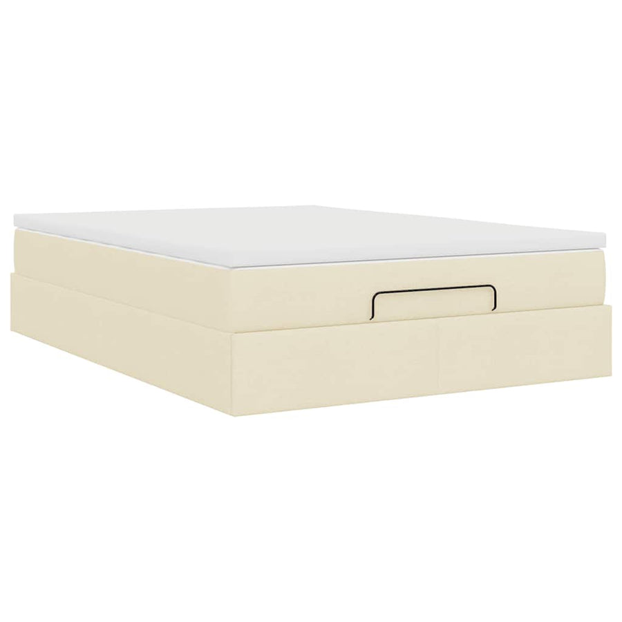 Ottoman bed met matras 140x190cm stof crèmekleurig