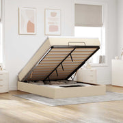 Ottoman bed met matras 140x190 cm crèmekleurig