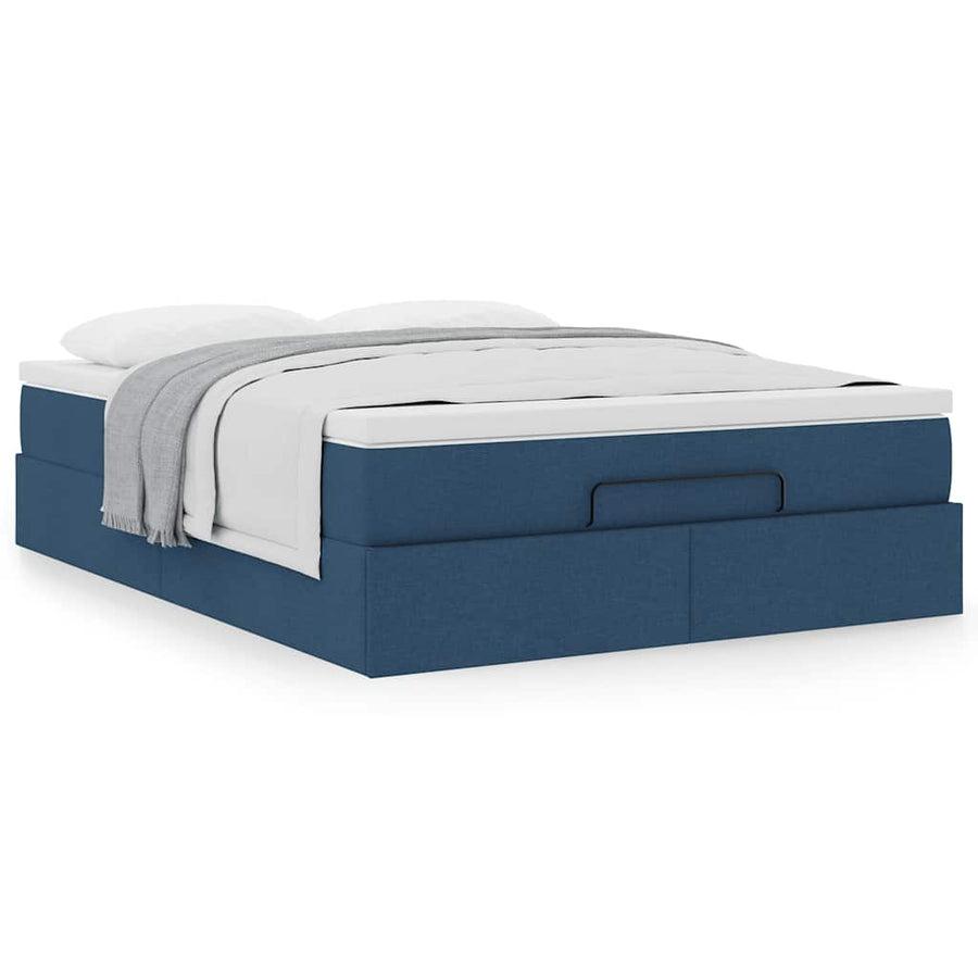 Ottoman bed met matras 140x190cm stof blauw