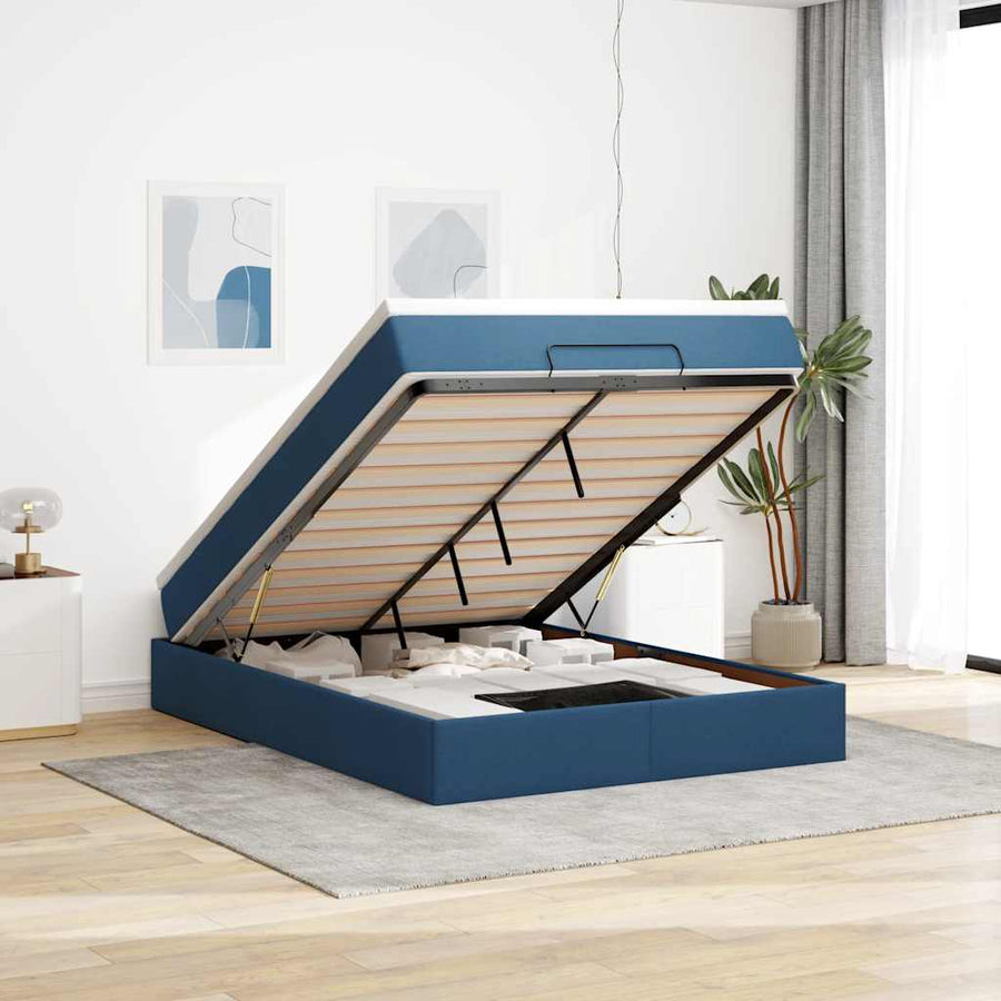 Ottoman bed met matras 140x190cm stof blauw