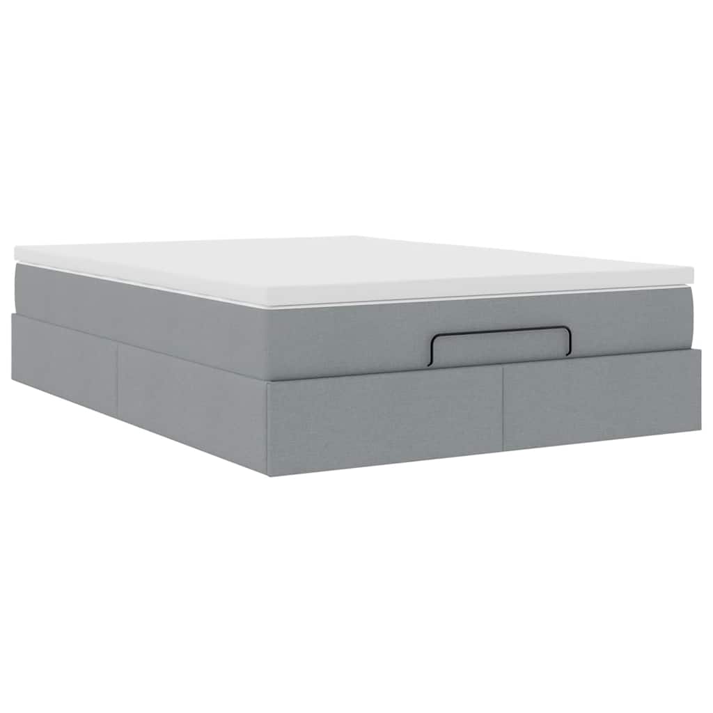 Ottoman bed met matras 140x200cm stof lichtgrijs