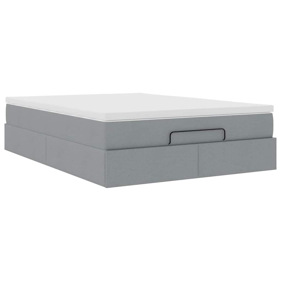 Ottoman bed met matras 140x200cm stof lichtgrijs