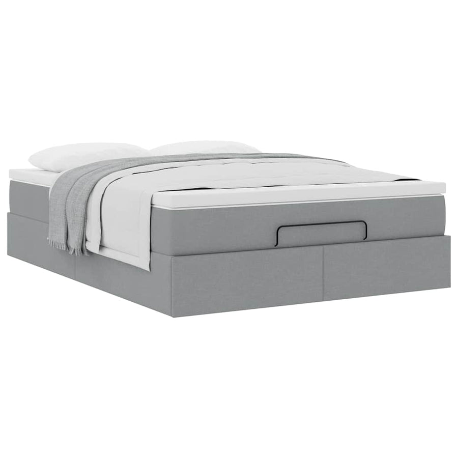 Ottoman bed met matras 140x200cm stof lichtgrijs