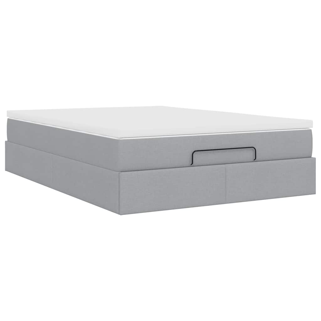 Ottoman bed met matras 140x200cm stof lichtgrijs