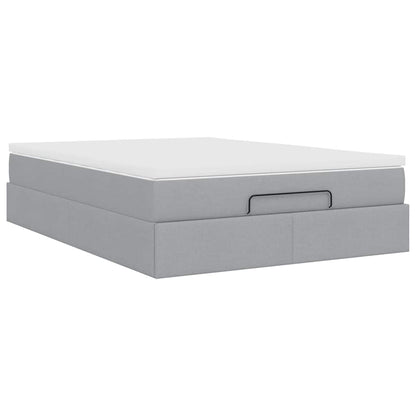 Ottoman bed met matras 140x200cm stof lichtgrijs