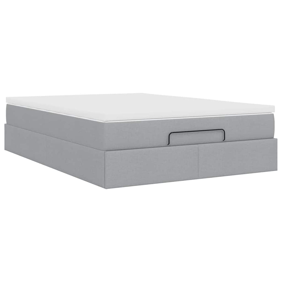 Ottoman bed met matras 140x200cm stof lichtgrijs