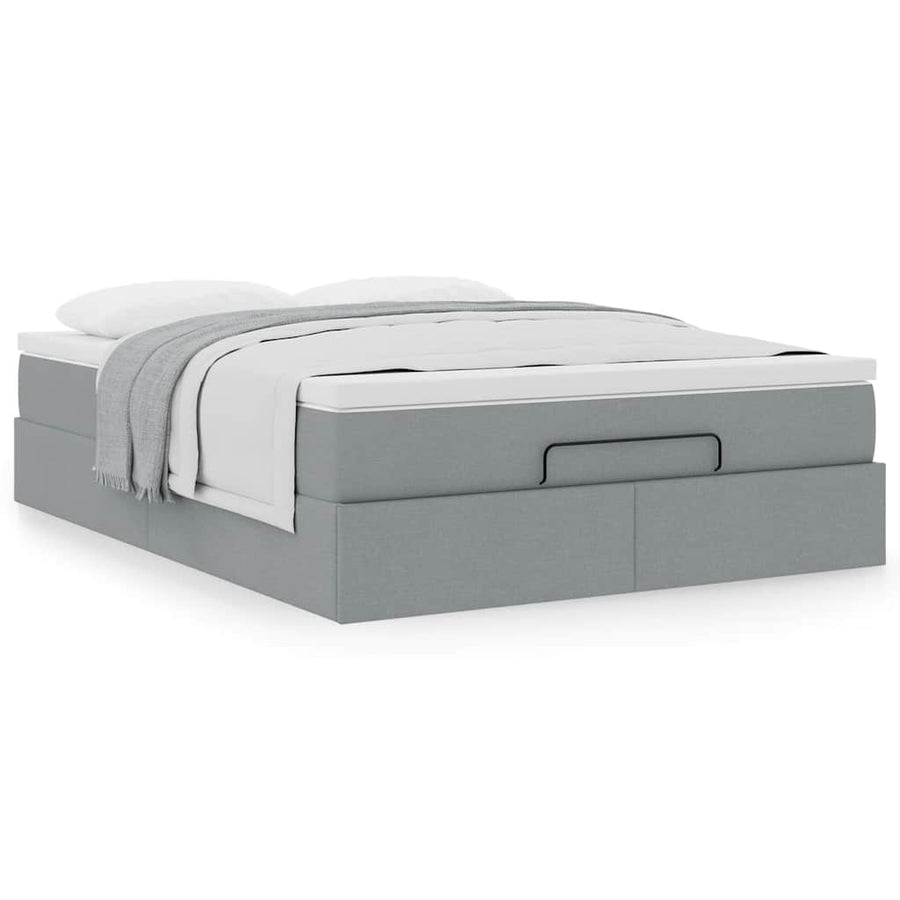 Ottoman bed met matras 140x200cm stof lichtgrijs