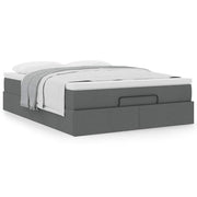 Ottoman bed with mattress 140x200cm dark grey fabric