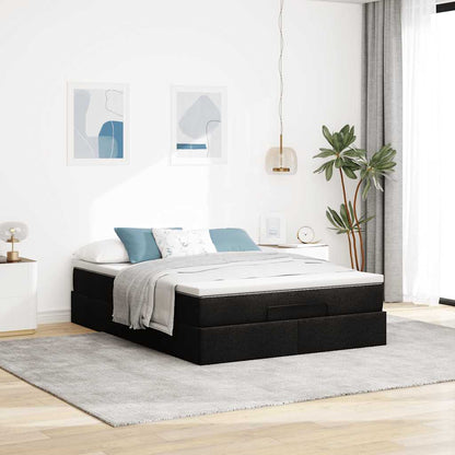 Ottoman bed met matras 140x200cm stof zwart
