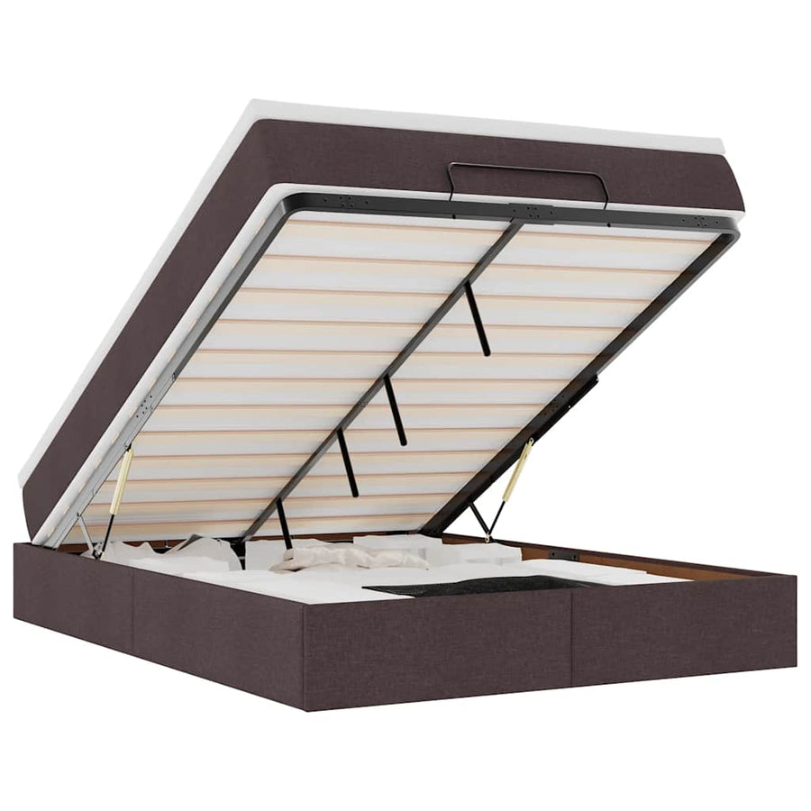 Ottoman bed met matras 140x200cm stof donkerbruin