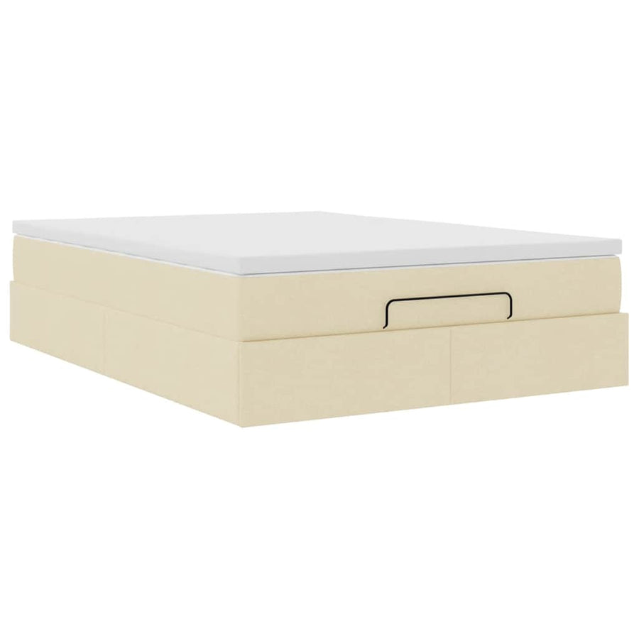 Ottoman bed met matras 140x200cm stof crèmekleurig