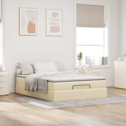Ottoman bed met matras 140x200cm stof crèmekleurig