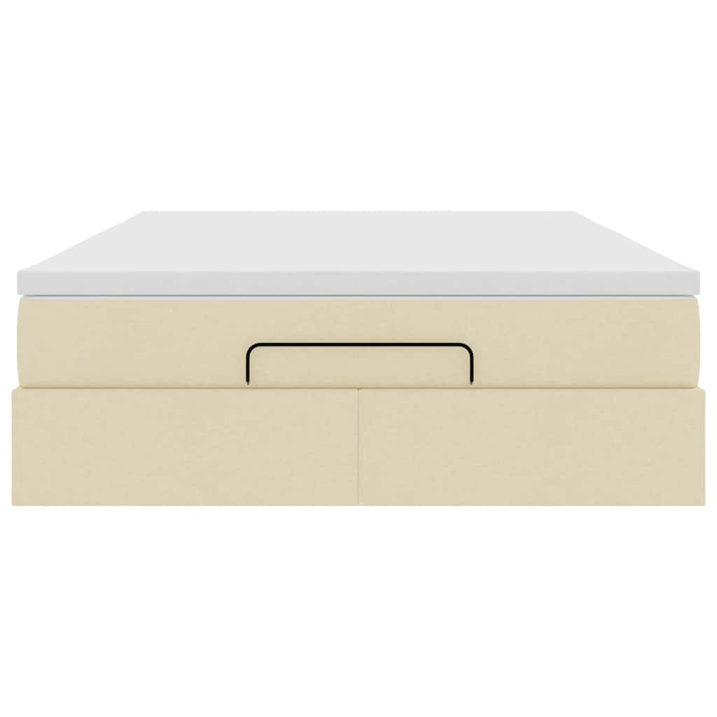 Ottoman bed met matras 140x200cm stof crèmekleurig