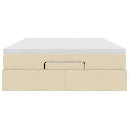 Ottoman bed met matras 140x200cm stof crèmekleurig