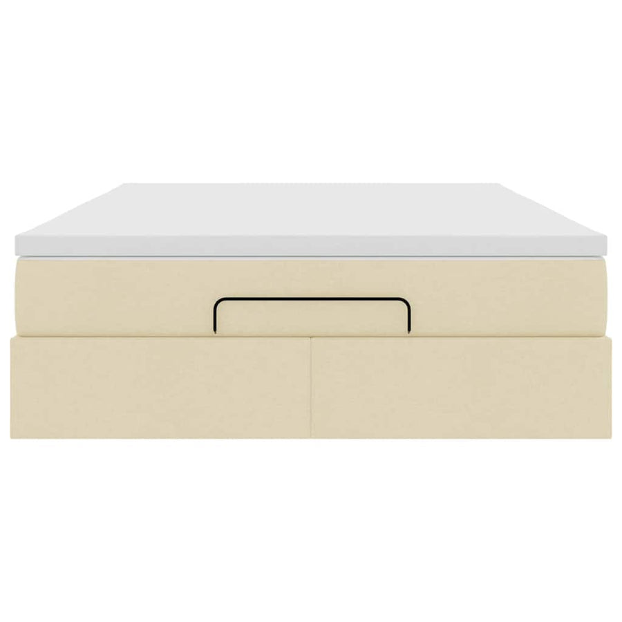 Ottoman bed met matras 140x200cm stof crèmekleurig
