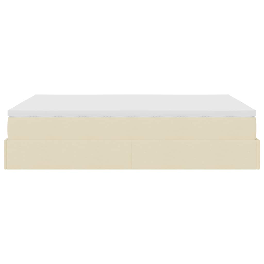Ottoman bed met matras 140x200cm stof crèmekleurig
