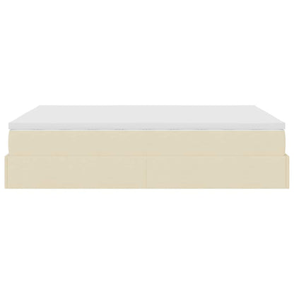 Ottoman bed met matras 140x200cm stof crèmekleurig