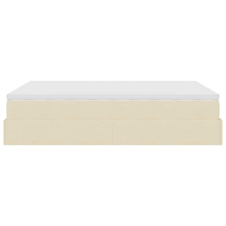 Ottoman bed met matras 140x200cm stof crèmekleurig