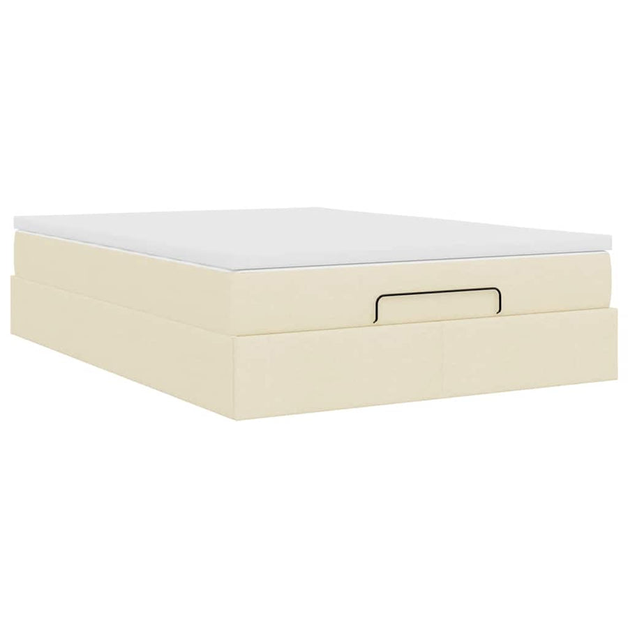 Ottoman bed met matras 140x200cm stof crèmekleurig