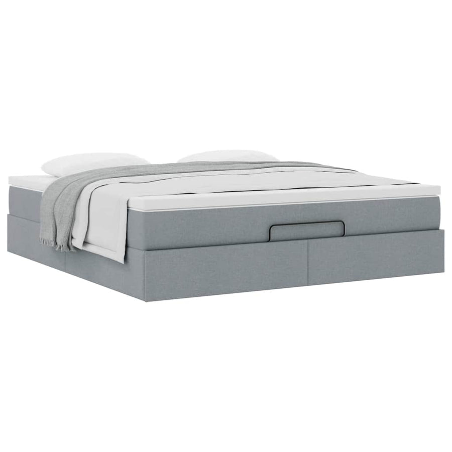 Ottoman bed met matras 160x200cm stof lichtgrijs