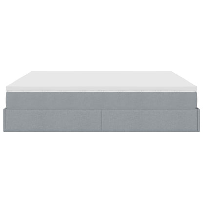 Ottoman bed met matras 160x200cm stof lichtgrijs