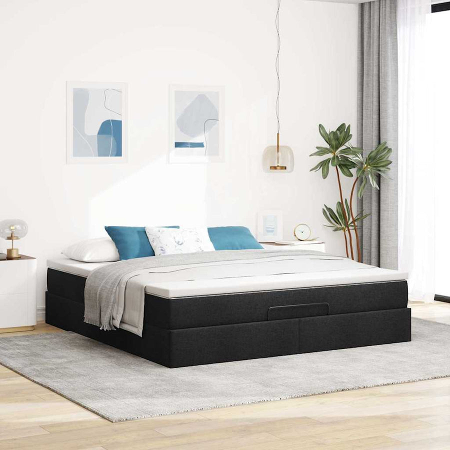 Ottoman bed met matras 160x200cm stof zwart