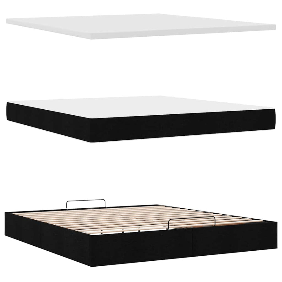 Ottoman bed met matras 160x200cm stof zwart