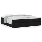 Ottoman bed with mattress 160x200cm black fabric