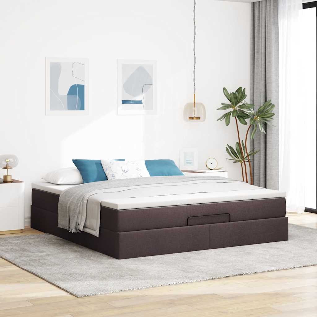 Ottoman bed met matras 160x200cm stof donkerbruin