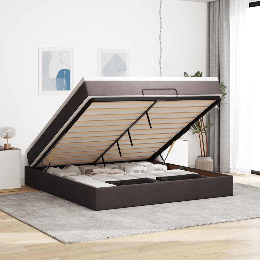 Ottoman bed met matras 160x200cm stof donkerbruin