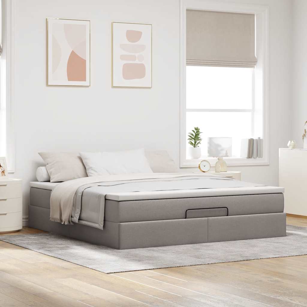 Ottoman bed met matras 160x200cm stof taupe