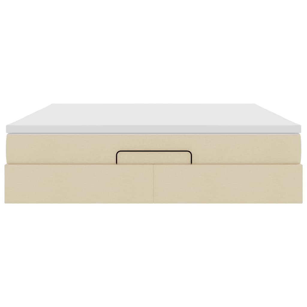 Ottoman bed met matras 160x200cm stof crèmekleurig