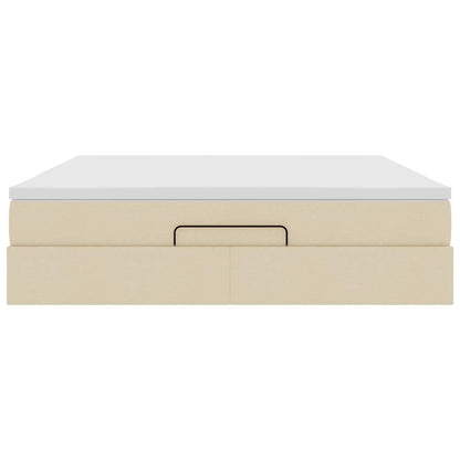 Ottoman bed met matras 160x200cm stof crèmekleurig