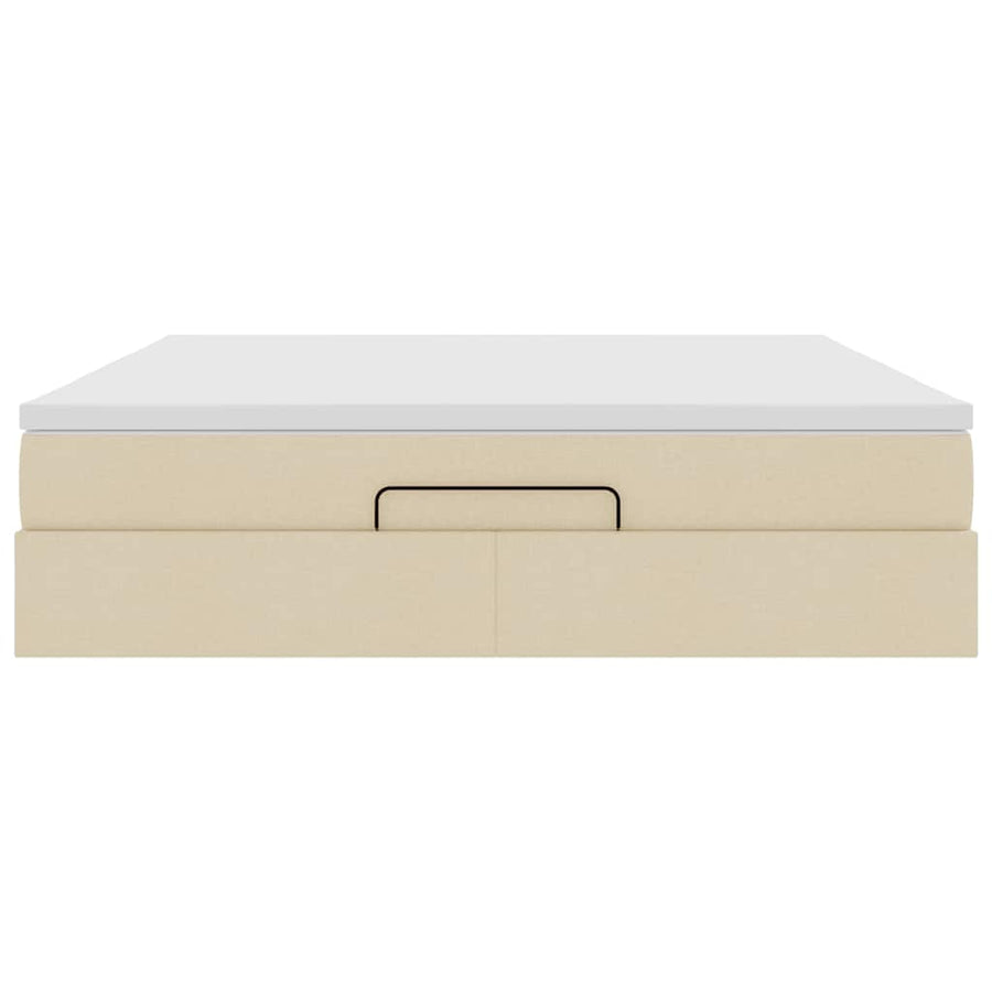 Ottoman bed met matras 160x200cm stof crèmekleurig