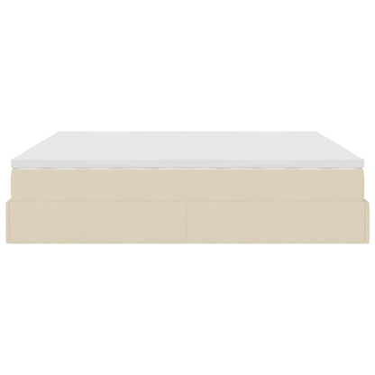 Ottoman bed met matras 160x200cm stof crèmekleurig