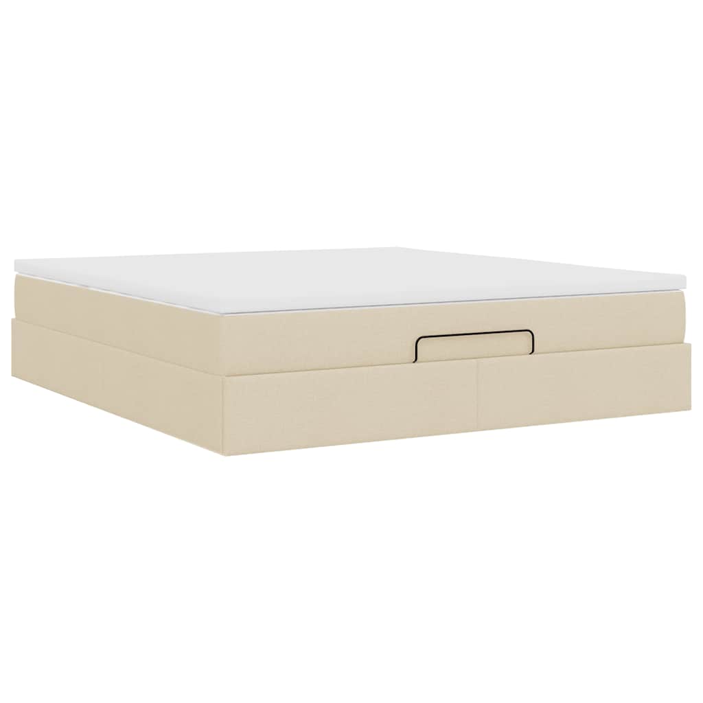 Ottoman bed met matras 160x200cm stof crèmekleurig