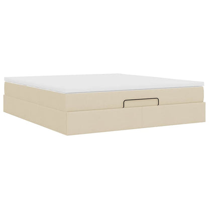 Ottoman bed met matras 160x200cm stof crèmekleurig