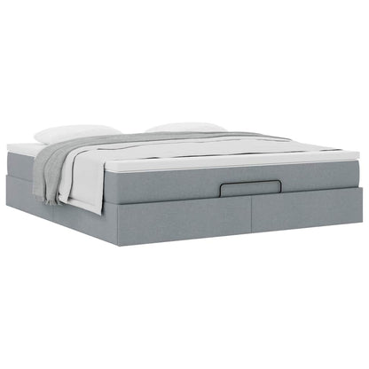 Ottoman bed met matras 180x200cm stof lichtgrijs