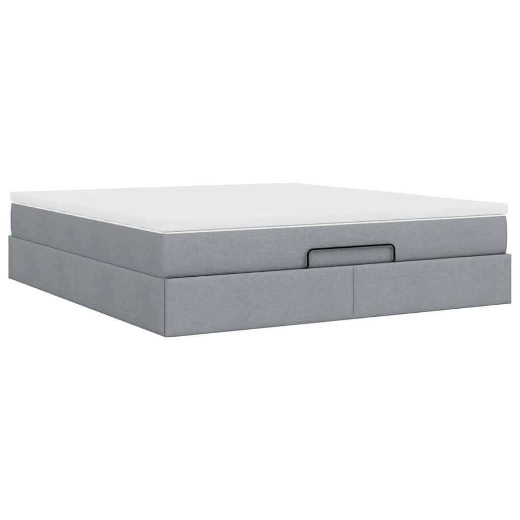 Ottoman bed met matras 180x200cm stof lichtgrijs