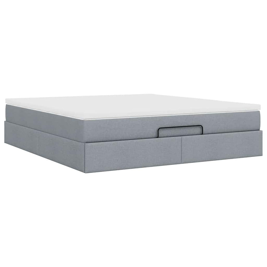 Ottoman bed met matras 180x200cm stof lichtgrijs