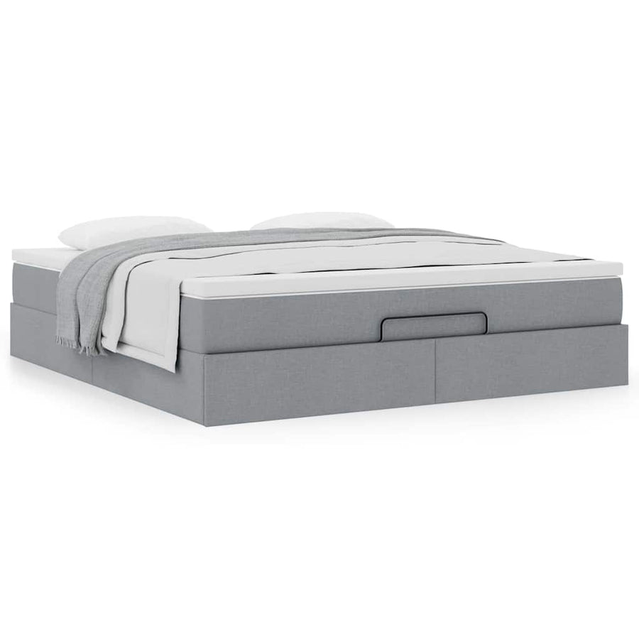 Ottoman bed met matras 180x200cm stof lichtgrijs
