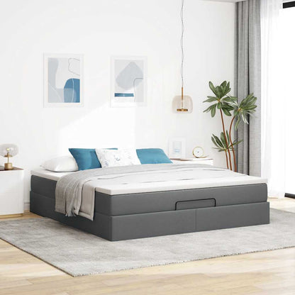 Ottoman bed met matras 180x200cm stof donkergrijs