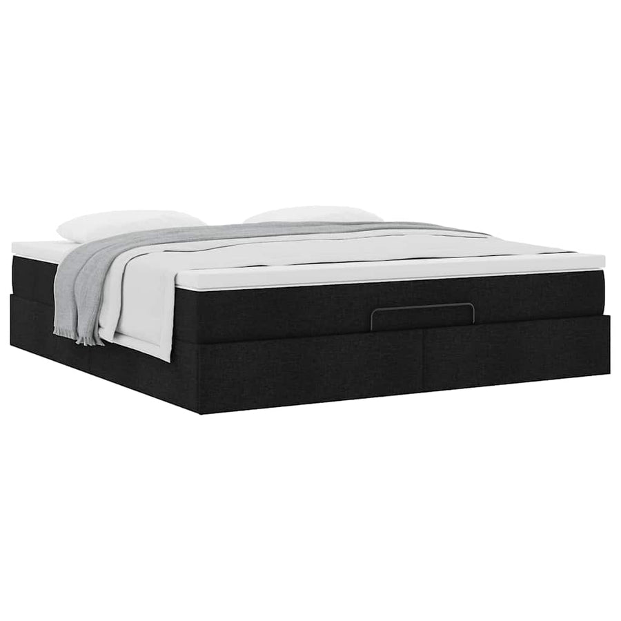 Ottoman bed met matras 180x200cm stof zwart