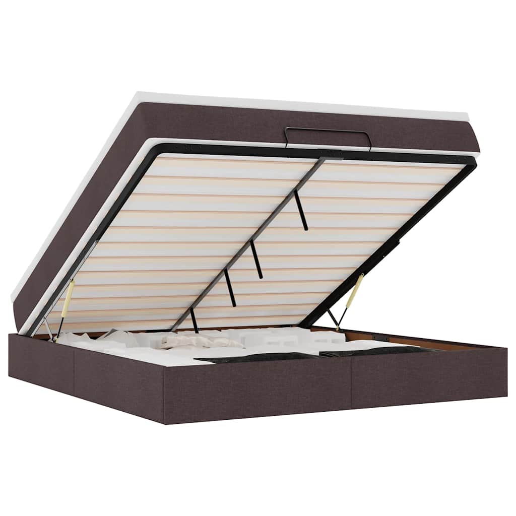 Ottoman Bed Met Matras 180X200Cm Stof 180 x 200 cm Donkerbruin