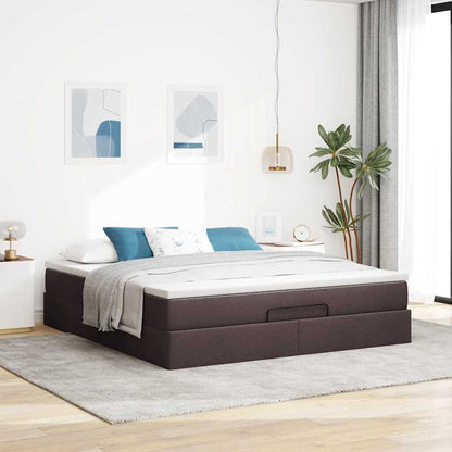 Ottoman Bed Met Matras 180X200Cm Stof 180 x 200 cm Donkerbruin
